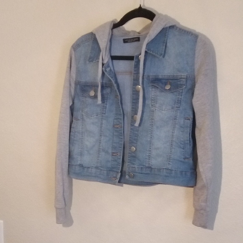 Active USA Blue Denim Jacket with Gray Sleeves